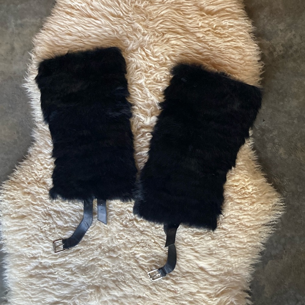 Black Rabbit Fur Leg Warmers